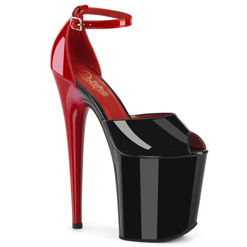 8inch heel black red patent black red