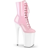 ankle mid calf boots baby pink patent white