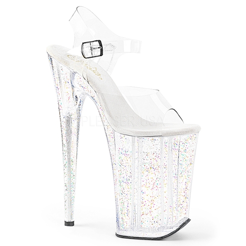 Clear Mini Glitter 10 Inch Heel Exotic Dance Shoe