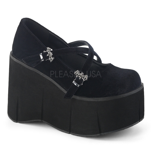 Black Velvet Criss-Cross Platform Maryjane Shoe