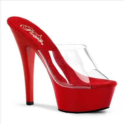 Stripper Exotic Dance Shoe Red Clear Top