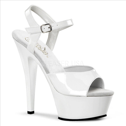 White Patent Leather Stripper Shoes 6 Inch Heel