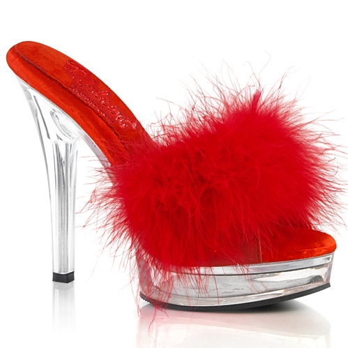 5inch majesty red faux leather fur clear