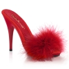 5inch poise red satin marabou fur red