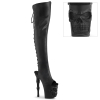 knee high boots black faux leather black matte