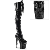 thigh high boots black stretch. patent black