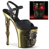 8inch heel black faux leather satin brass chrome