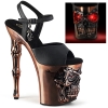 8inch heel black faux leather satin copper chrome