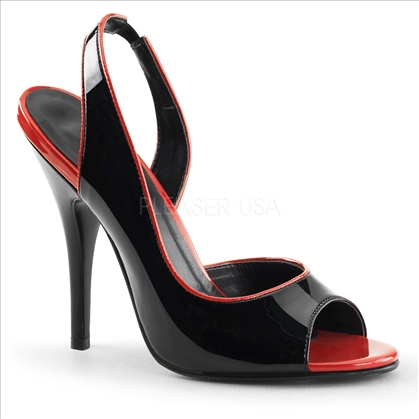 2 Toned Black With Red And A Peep Toe