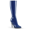 knee high boots navy blue stretch patent