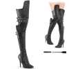 thigh high boots black stretch. faux leather