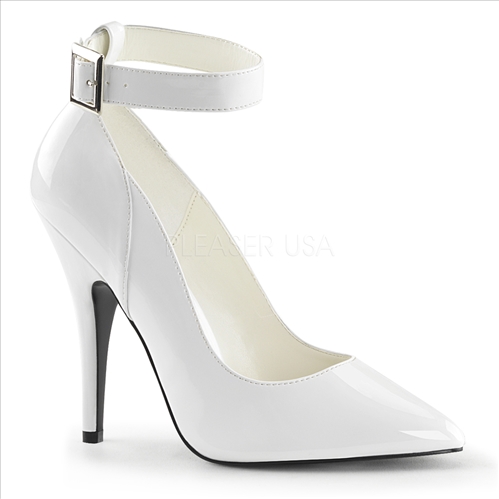 Half Inch Ankle Strap White Patent Leather Shoe