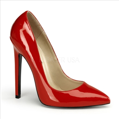 Deep Red Patent Leather Look 5 Inch Pumps