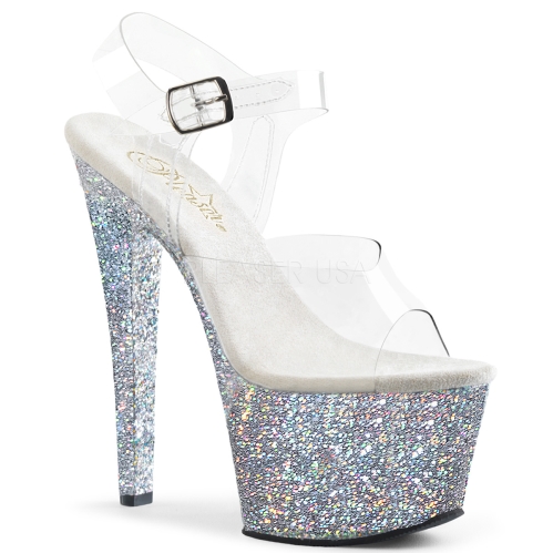 Silver Holographic Glitter Exotic Dance Shoe