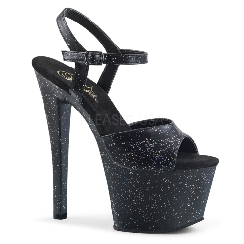 Black Glitter Matte Platform Stripper Shoes