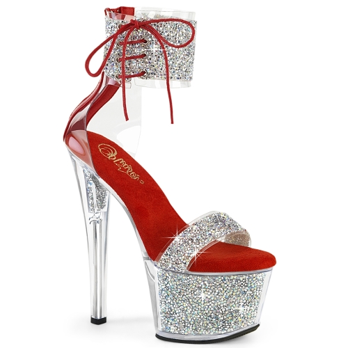 7inch   7 1 2inch heel silver multi rs red silver