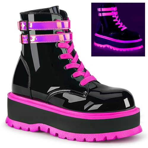 slacker 52 black patent uv iridescent pink