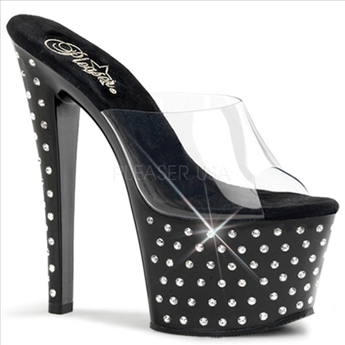 Black 7 Inch Rhinestone Embellished Exotic Shoes