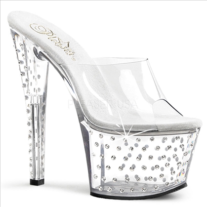 All Clear Shoes With Rhinestones 7 Inch High Heel
