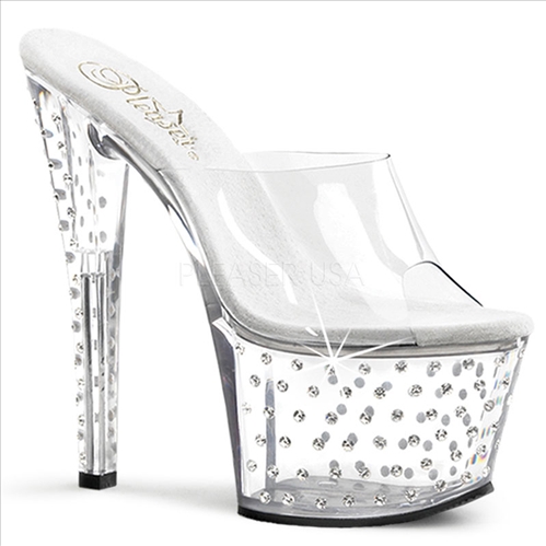 All Clear Shoes With Rhinestones 7 Inch High Heel