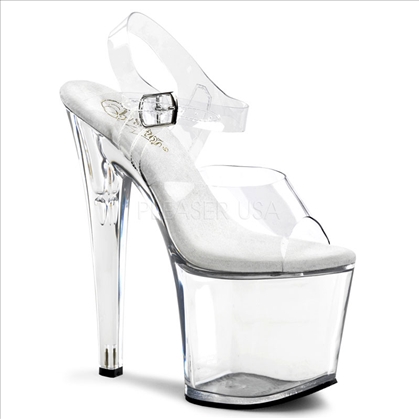 Clear Tall Heel Ankle Strap Sexy Stripper Shoe