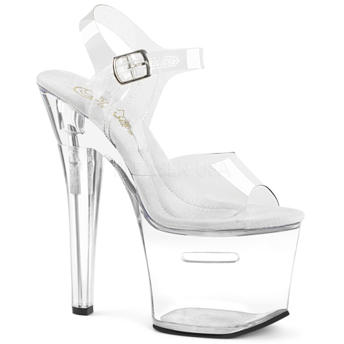 TIPJAR-708RAD 7 inch Heel Clear Ankle Strap Shoe