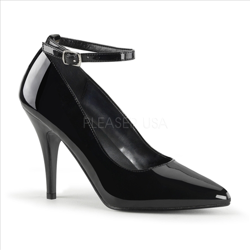 Women S 4 Inch Heel Ankle Strap Black Patent Shoe