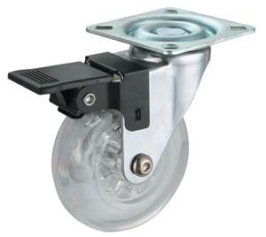 35mm Caster  44 lbs Swivel and Upper Brake Polyurethane Top Plate