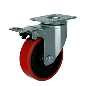 3" Inch Caster  220 lbs Swivel and Upper Brake Iron  and  Polyurethane Top Plate