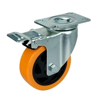 4" Inch Caster  154 lbs Swivel and Upper Brake Polyvinyl Chloride Top Plate