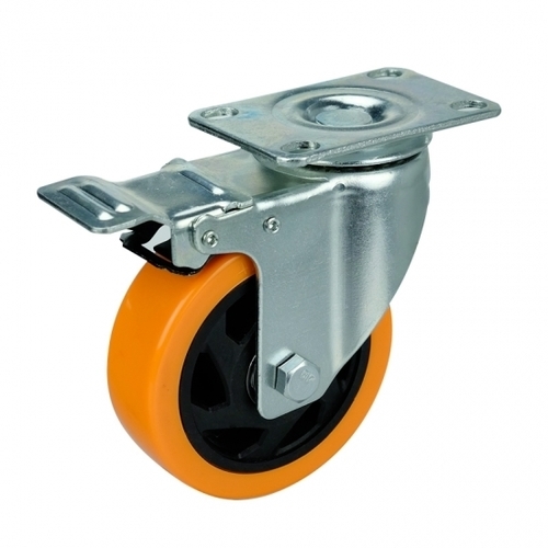 4" Inch Caster  154 lbs Swivel and Upper Brake Polyvinyl Chloride Top Plate