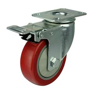 4" Inch Caster  154 lbs Swivel and Upper Brake Polyvinyl Chloride Top Plate