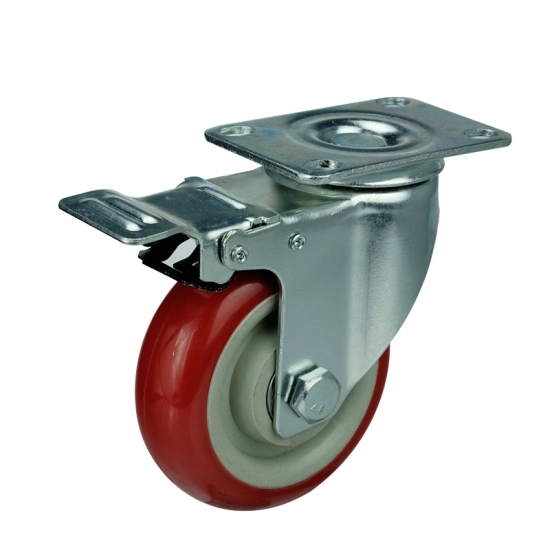 4" Inch Caster  198 lbs Swivel and Upper Brake Polyvinyl Chloride Top Plate