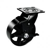 4" Inch Caster  441 lbs Swivel and Center Brake Black Cast iron Top Plate