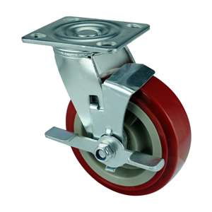 5" Inch Caster  507 lbs Side brake Polyurethane Top Plate