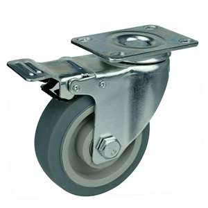 5" Inch Caster  220 lbs Swivel and Upper Brake Thermoplastic Rubber Top Plate