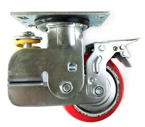 6" Inch Caster  661 lbs Swivel and Upper Brake Polyurethane  and  Cast iron core Top Plate