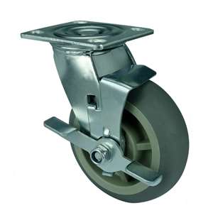 6" Inch Caster  617 lbs Swivel and Center Brake Polypropylene core  and  Thermoplastic Rubber Top Plate