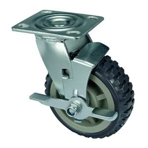 6" Inch Caster  617 lbs Swivel and Center Brake Polypropylene core  and  Polyurethane Top Plate