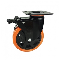 6" Inch Caster  772 lbs Swivel and Upper Brake Polyurethane  and  Polypropylene Top Plate
