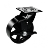 6" Inch Caster  617 lbs Swivel and Center Brake Black Cast iron Top Plate