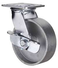 6" Inch Caster  661 lbs Swivel and Center Brake Cast Iron Top Plate