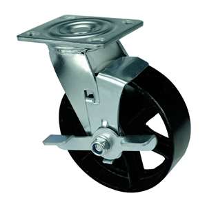 6" Inch Caster  617 lbs Swivel and Center Brake Cast iron Top Plate
