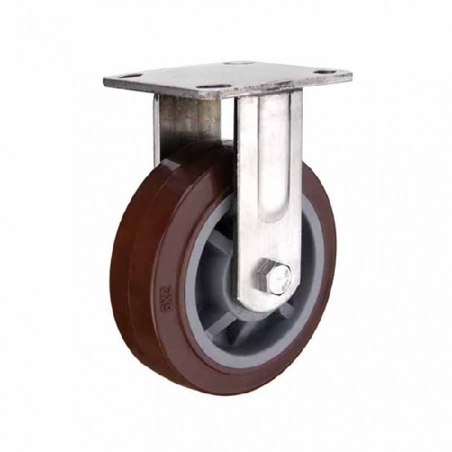 8" Inch Caster  661 lbs Fixed Stainless steel fork  and  Polyurethane Top Plate