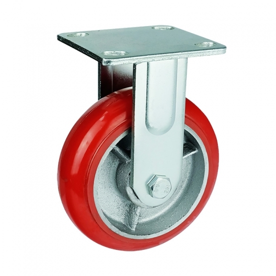 8" Inch Caster  882 lbs Fixed Iron core  and  Polyurethane Top Plate