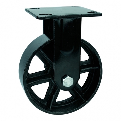 8" Inch Caster  661 lbs Fixed Black Cast iron Top Plate