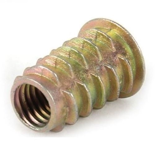 M4 Zinc Alloy Threaded  Wood Caster Insert Nut with Flanged Hex Drive Head