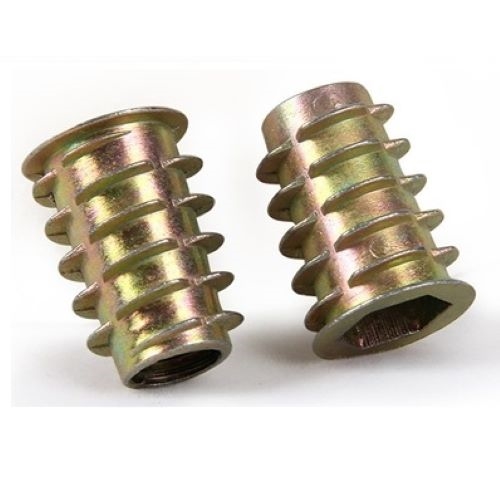 M4 Zinc Alloy Threaed Wood Caster Insert Nut with Flanged Hex Drive Head