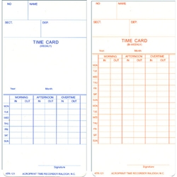 Compumatic CTR121 Weekly/Bi-Weekly Time Cards for TR Series, Box of 1,000