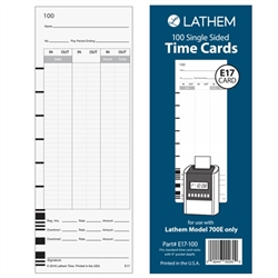 Lathem E17 Time Cards for Model 700E